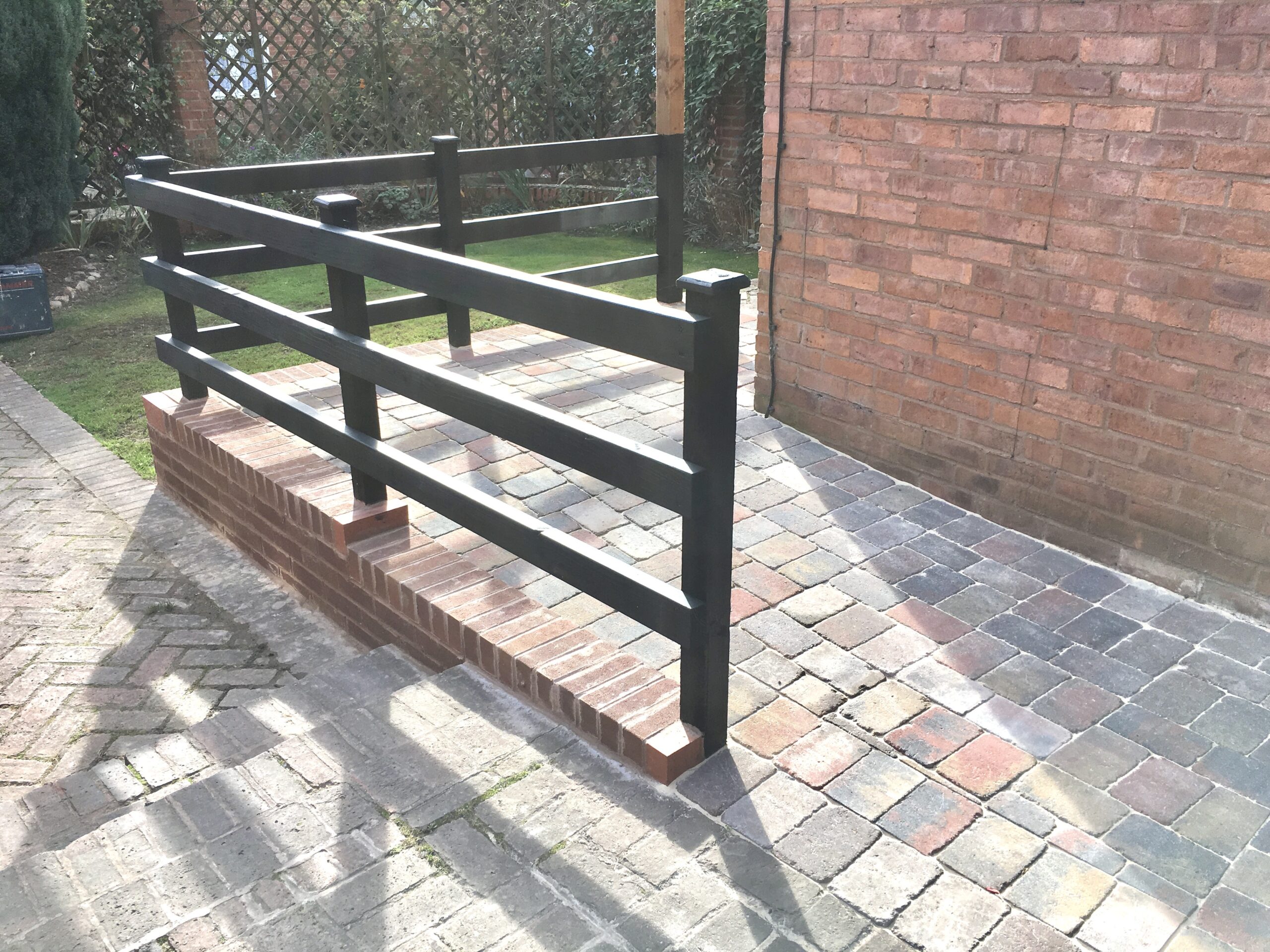 Brick Mobility Ramp With Wooden Safety Railing